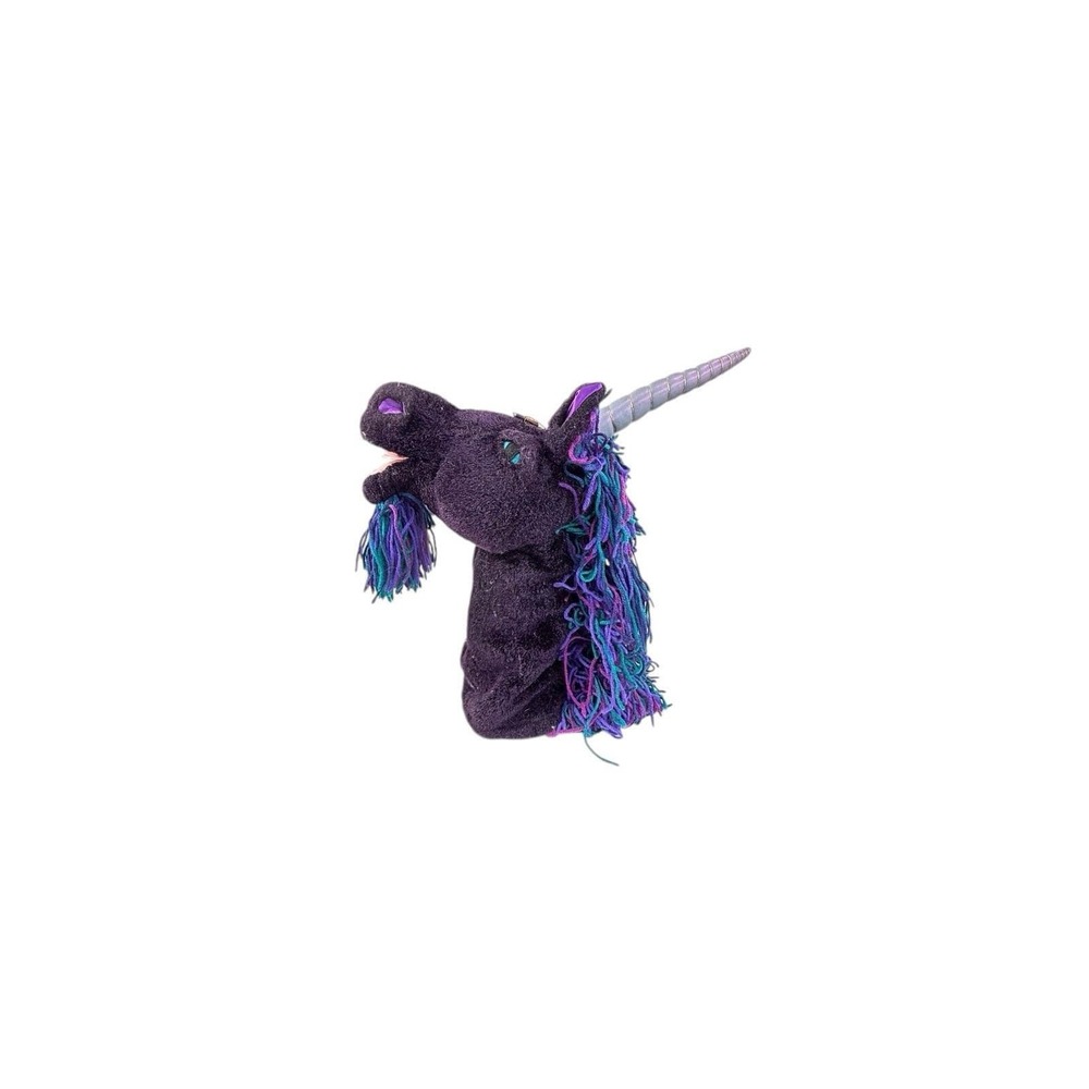 Unbranded Homemade?‎ Ooak Unicorn Hand puppet Purple Iridescent Horn  Yarn Mane